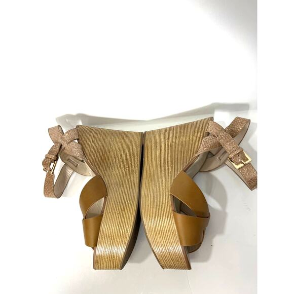 Aldo Regnano Platform Cognac Wedge Sandal Shoe US 9 / EUR 40 Spring - Picture 5 of 9